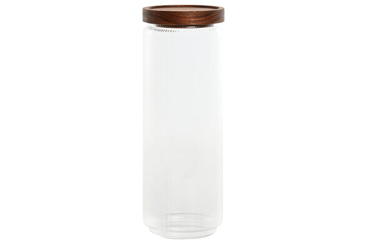 POT - verre strié couvercle acacia 1,25L
