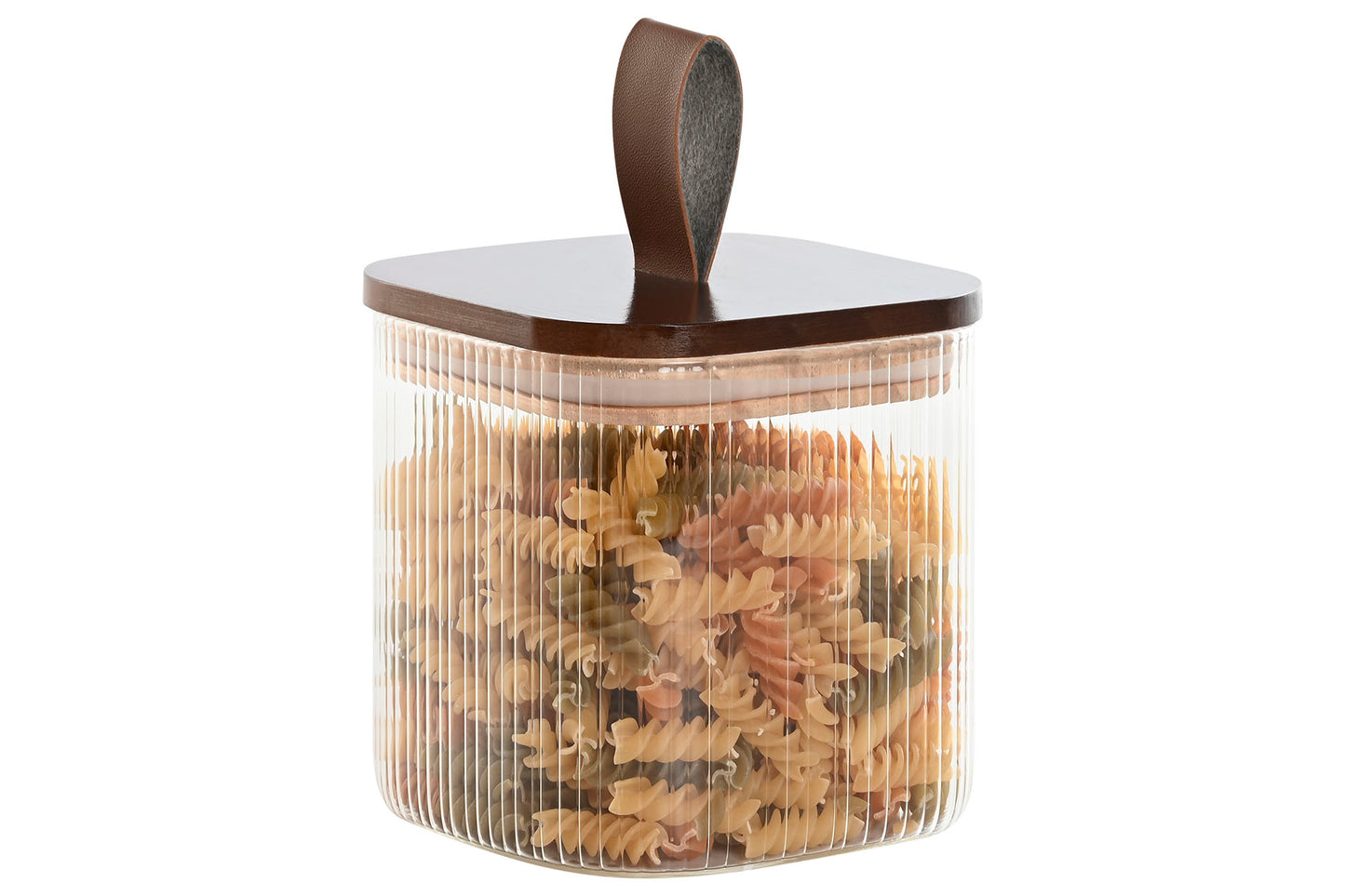 BOCAL - verre strié couvert acacia - 650 ml