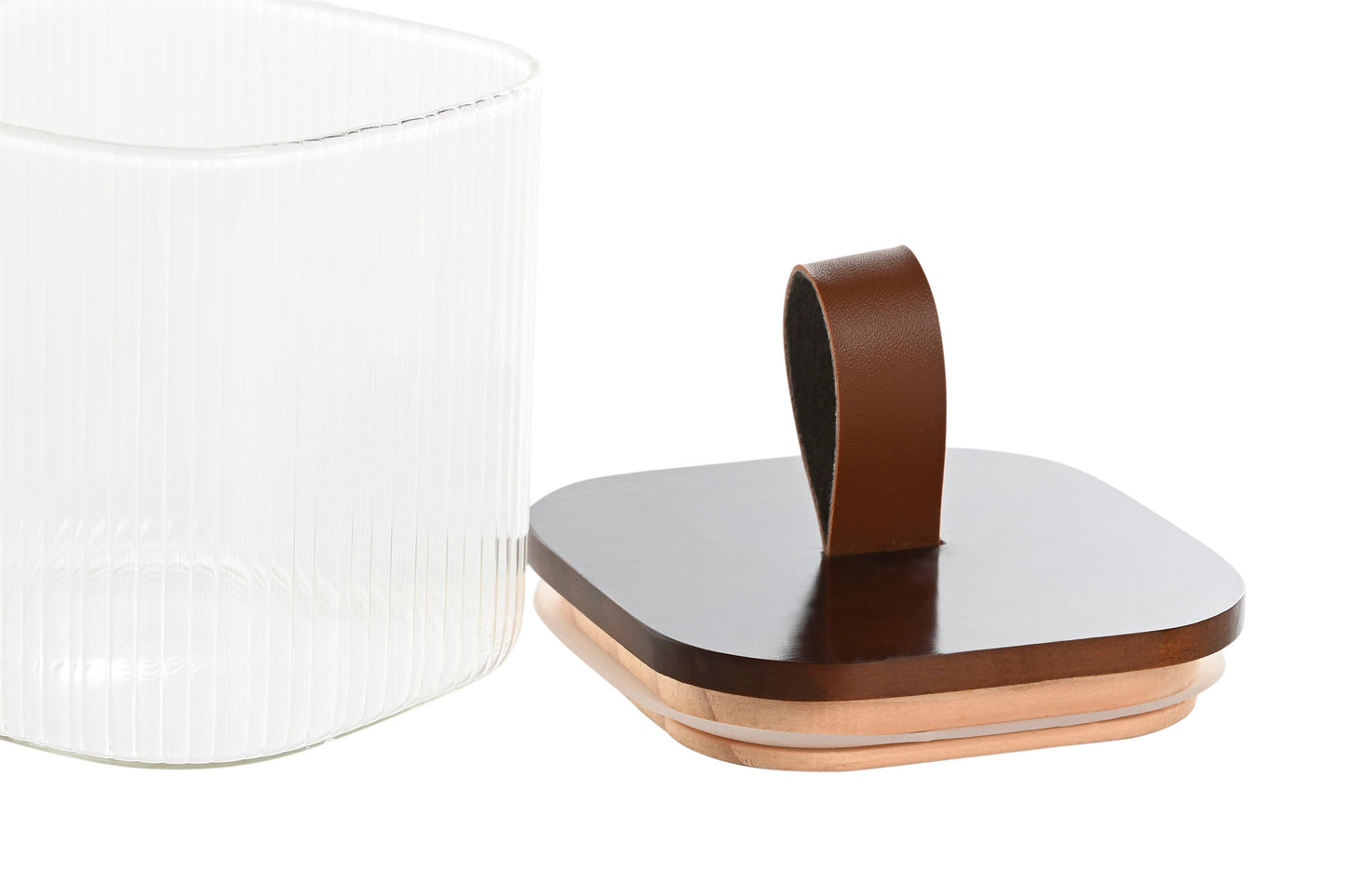 BOCAL - verre strié couvert acacia - 650 ml