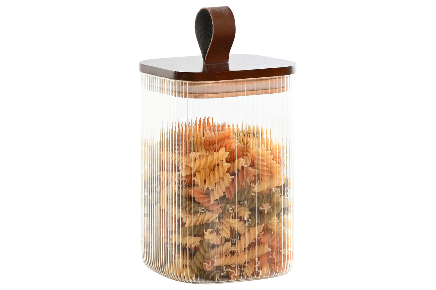 BOCAL - verre strié couvert acacia - 1L