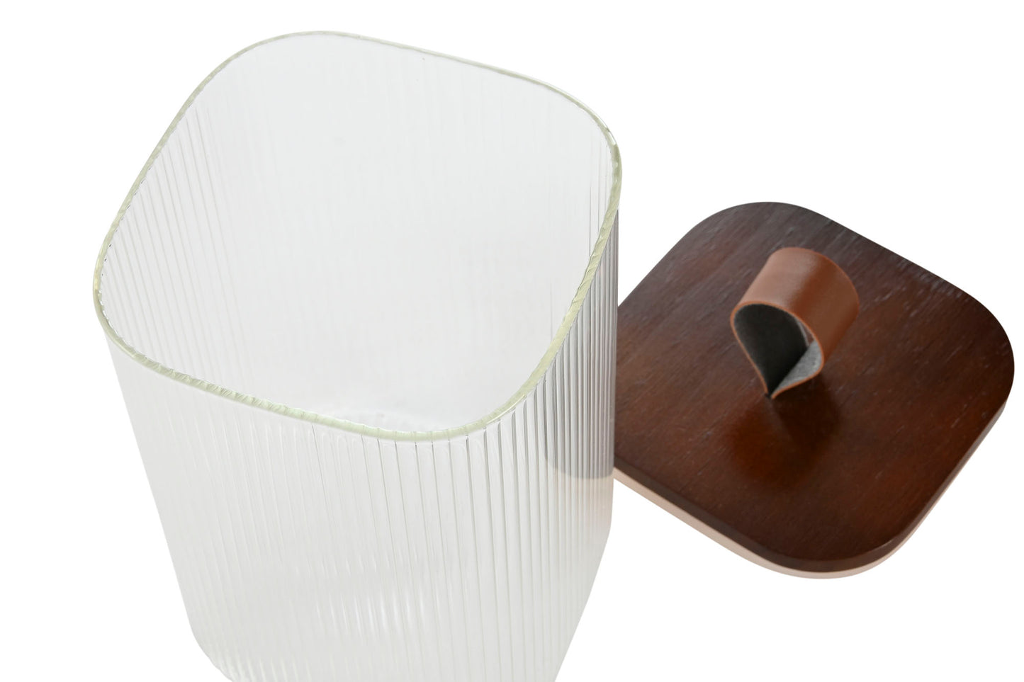 BOCAL - verre strié couvert acacia - 1L