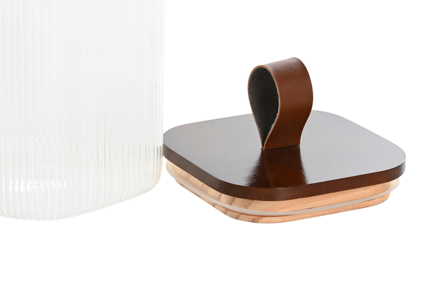 BOCAL - verre strié couvert acacia - 1L