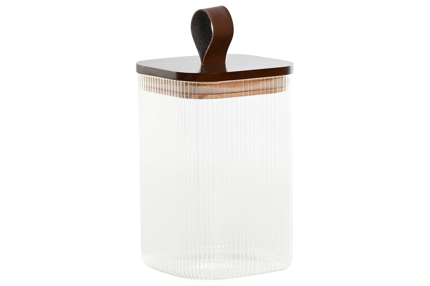 BOCAL - verre strié couvert acacia - 1L