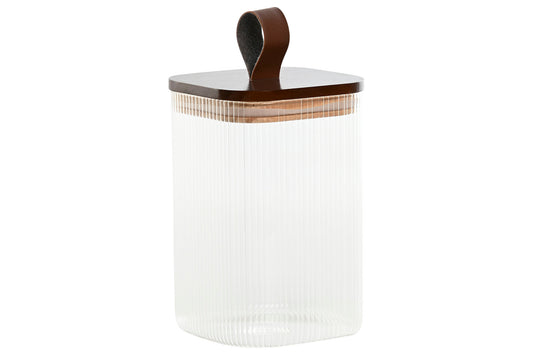 BOCAL - verre strié couvert acacia - 1L