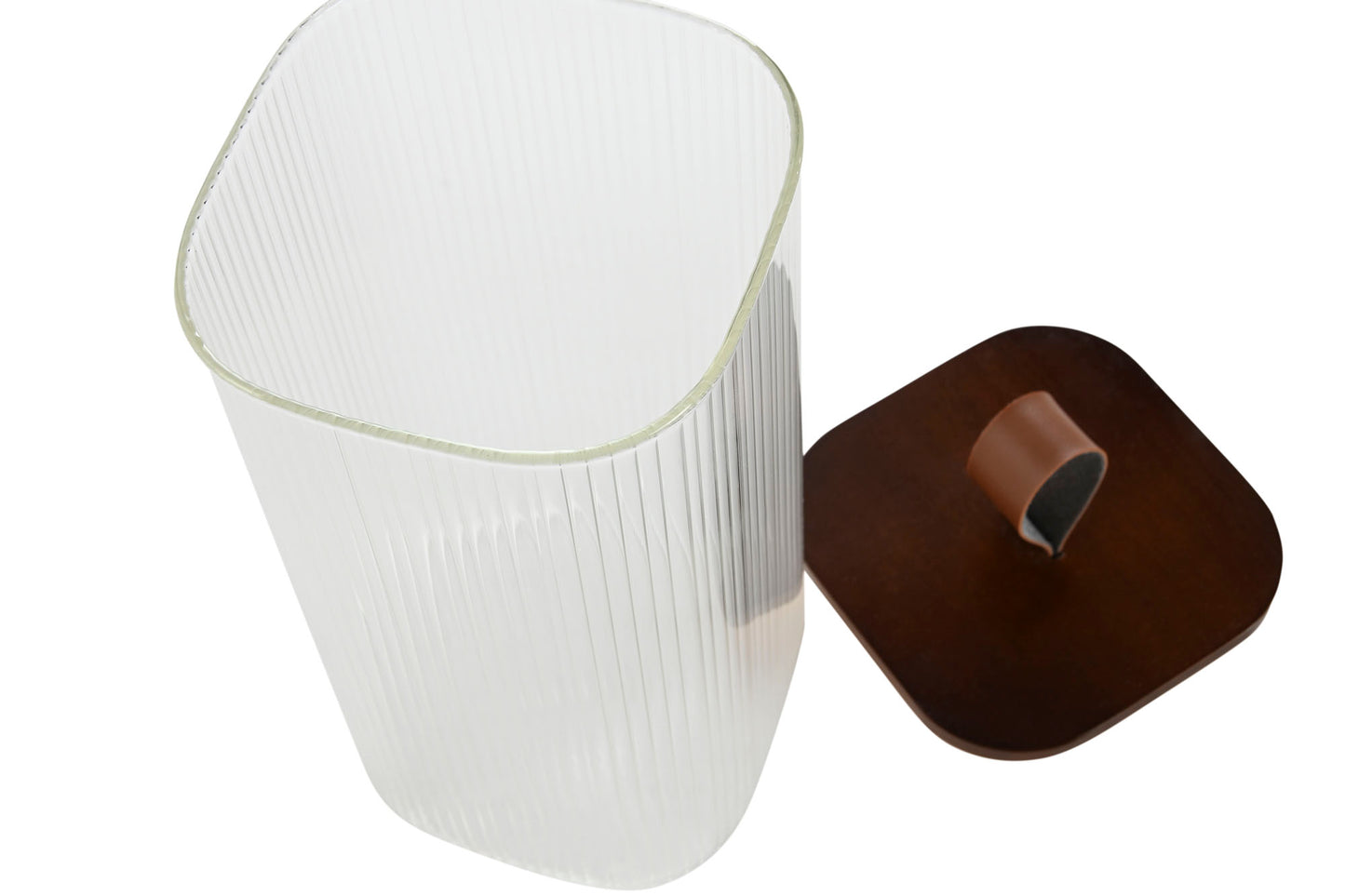 BOCAL - verre strié couvert acacia - 1,4 L