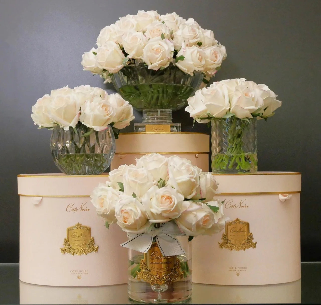 Coupe Luxe roses rose poudrées coupe transparente