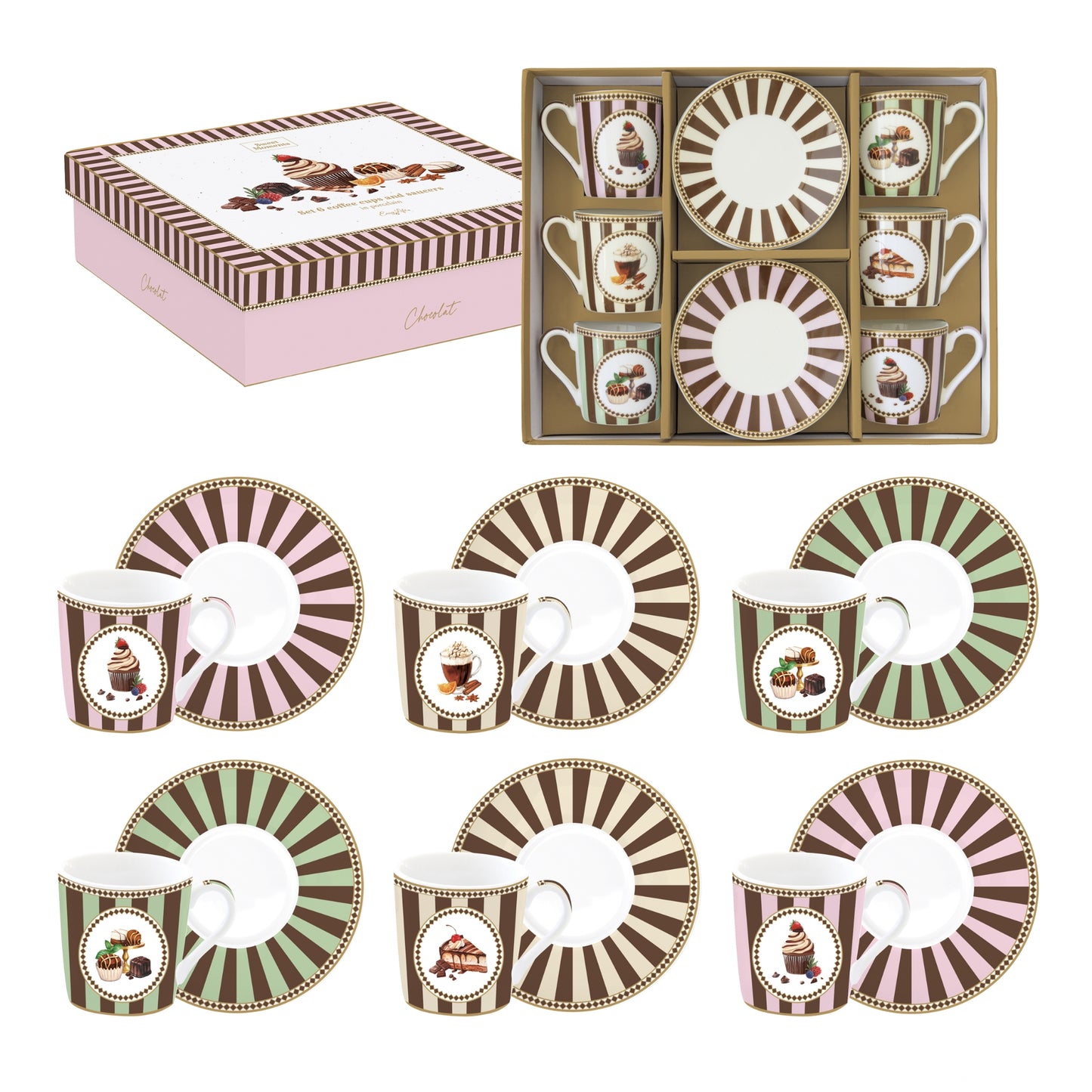 SWEET - coffret de 6 tasses à café 100 ml