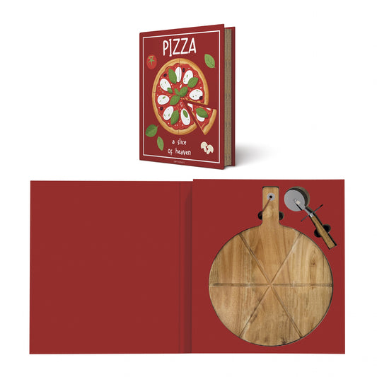 PIZZA Livre Coffret Planche à découper et coupe pizza