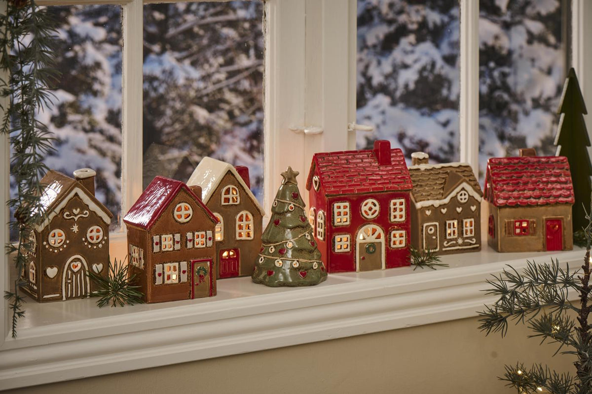 MAISONNETTE DE NOEL - Marron /Toit rouge - Céramique