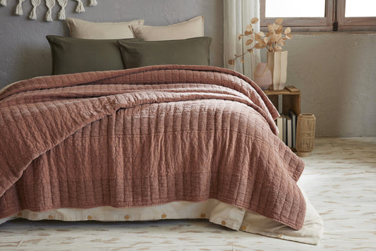 ZELI Couvre-lit coton Jacquard Terracotta 240x260