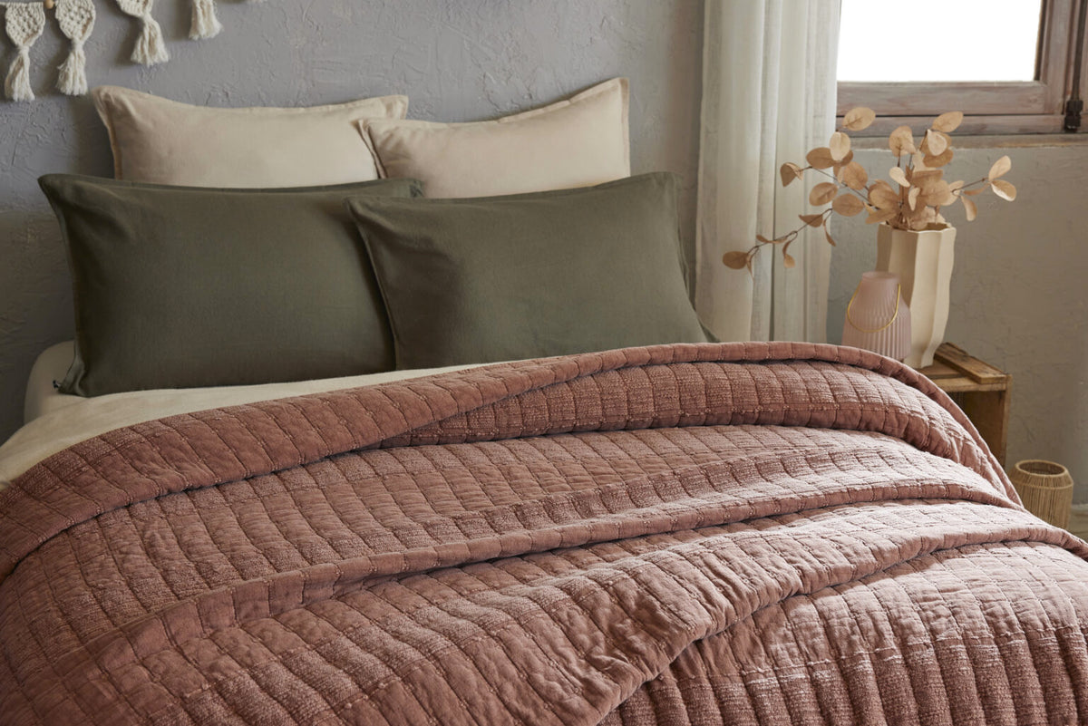 ZELI Couvre-lit coton Jacquard Terracotta 240x260