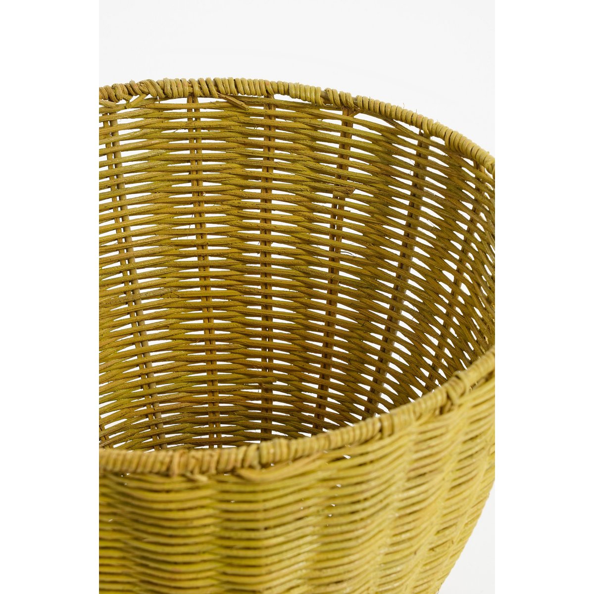 LEMON - Panier en forme citron avec couvercle - Lot de 2 - H48 x Ø30 cm - Rotin - Jaune