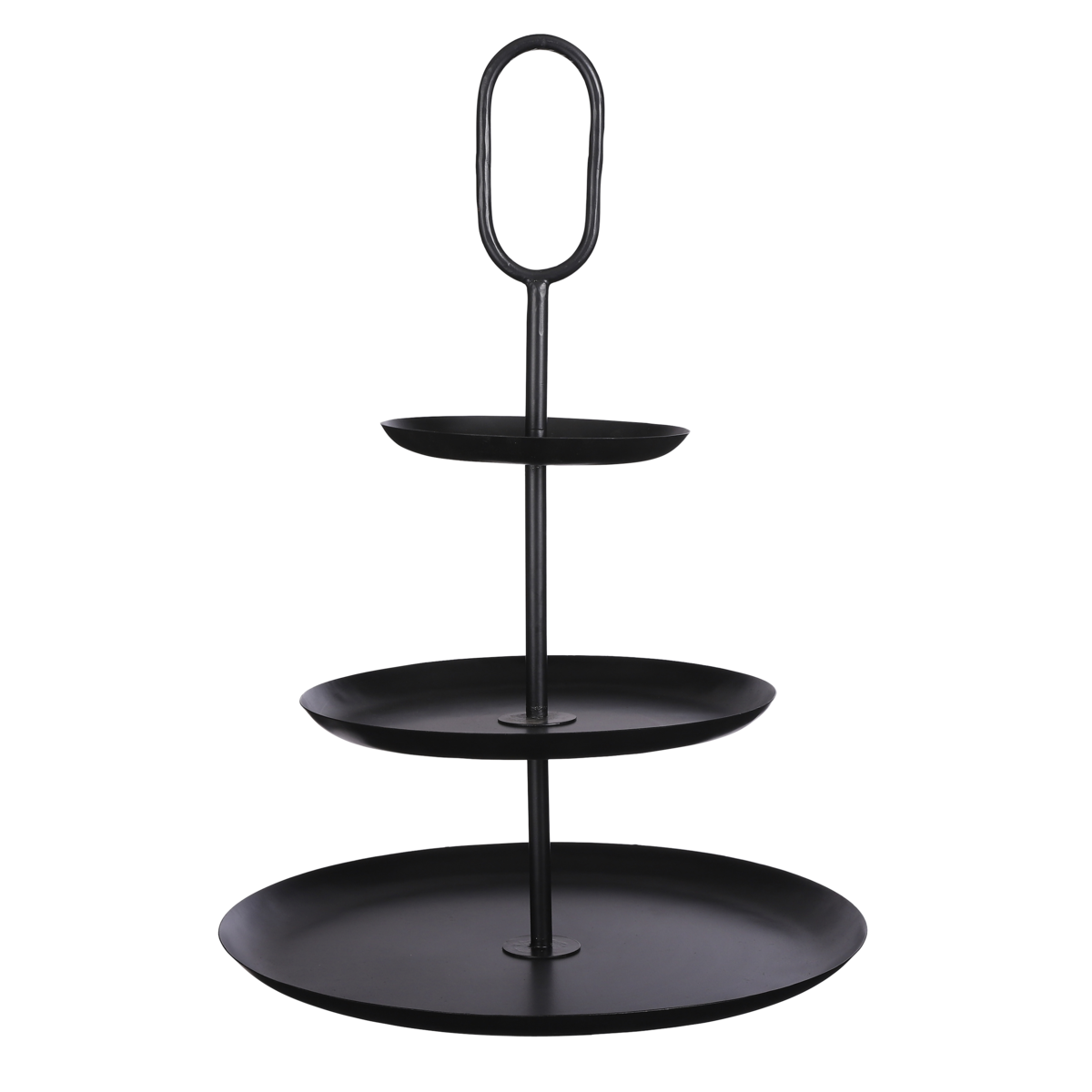 RAMA - Grand Plateau rond 3 étages - H55 x Ø38 cm - Métal - Noir