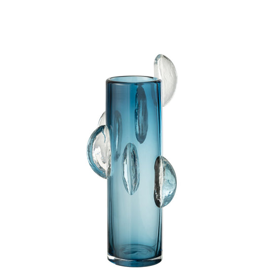 J-Line Vase Steggy Verre Bleu Petit