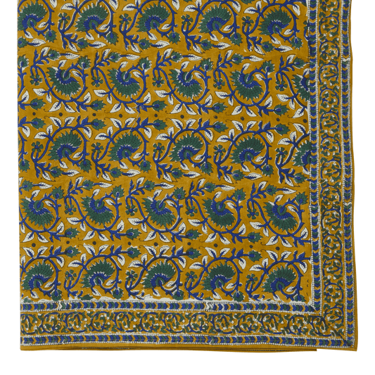 LOTUS - Nappe indienne à imprimé floral Curry - 170 x 300 cm