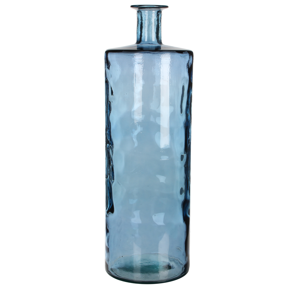 GUAN -Vase Bouteille  - H75 x Ø25 cm - Verre recyclé - Bleu