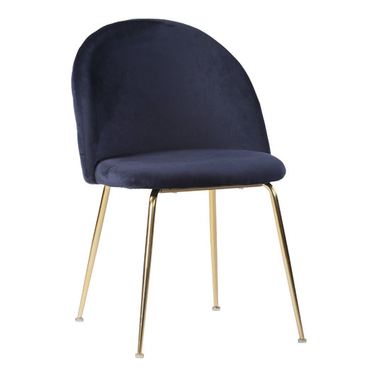 GENEVE - Chaise de salle à manger Bleu/Laiton  - lot de 2