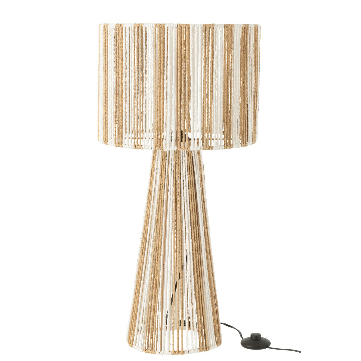 J-Line Lampe de Table Stripes Ropes Métal/Papier Blanc/Naturel