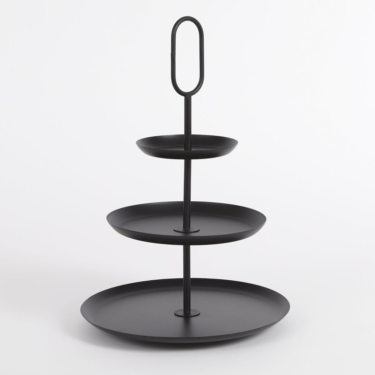 RAMA - Grand Plateau rond 3 étages - H55 x Ø38 cm - Métal - Noir