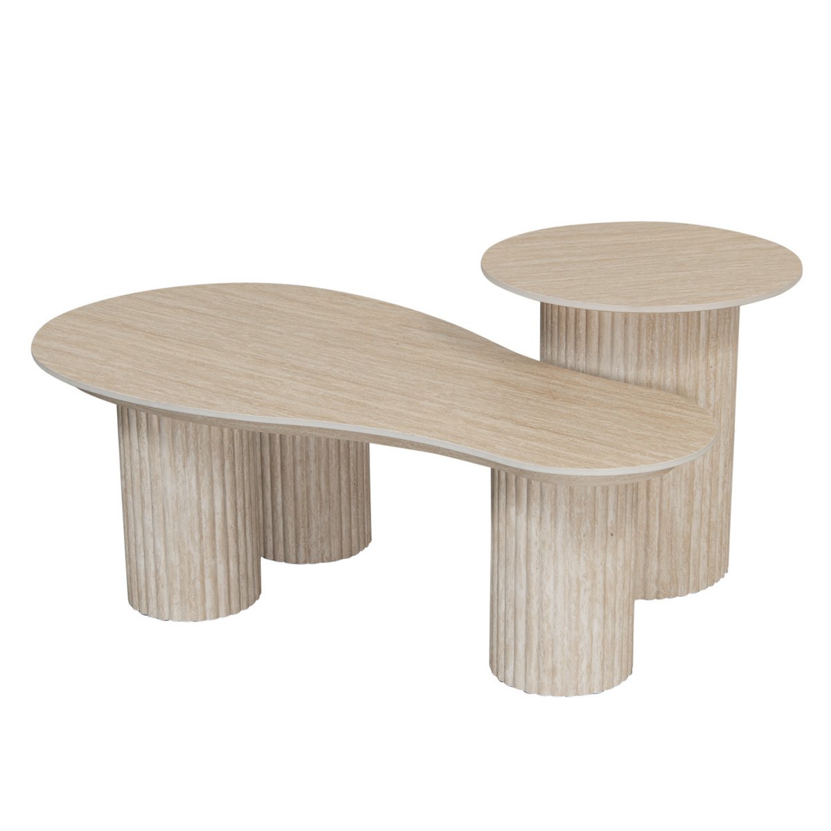 CRAFT - Table basse Céramique style travertin