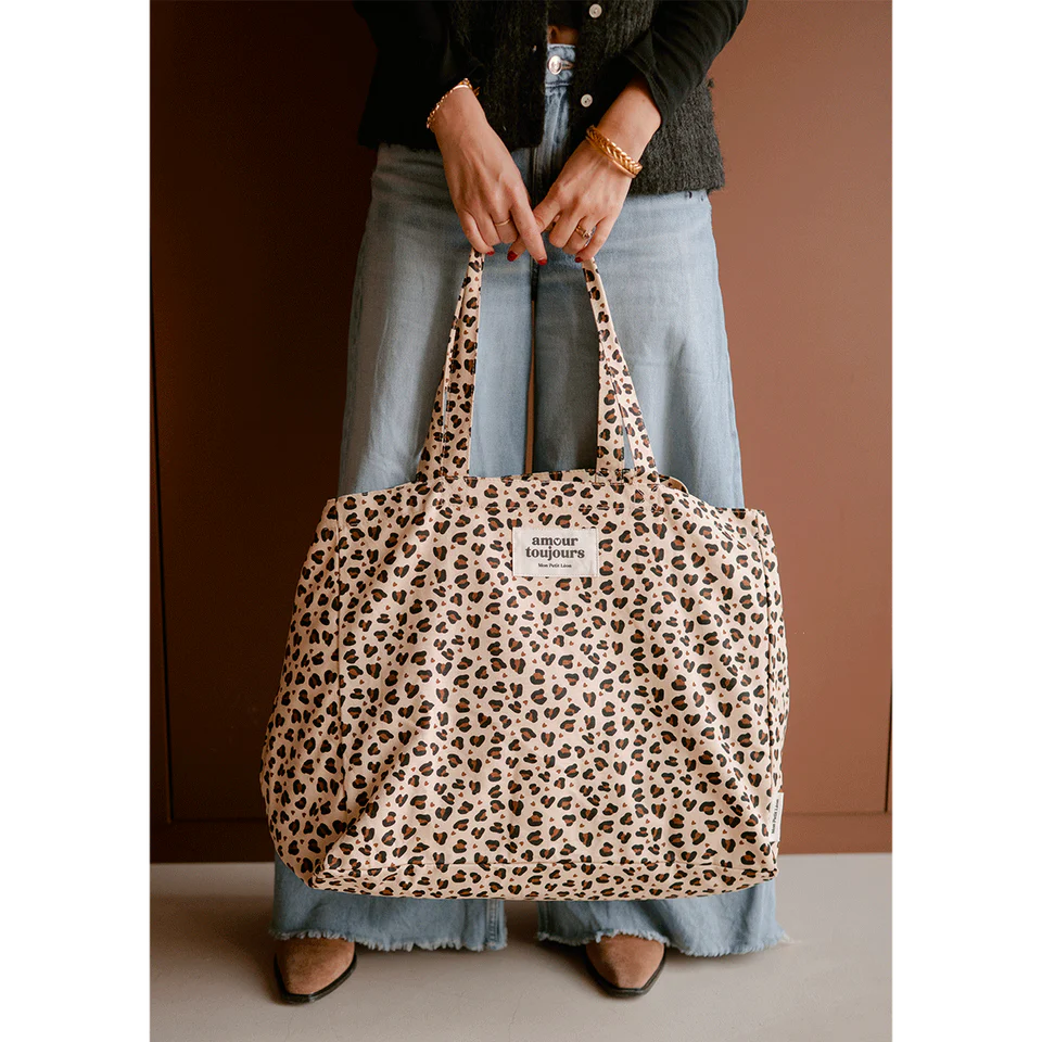 CABAS XXL Léopard Coeur Amour Toujours