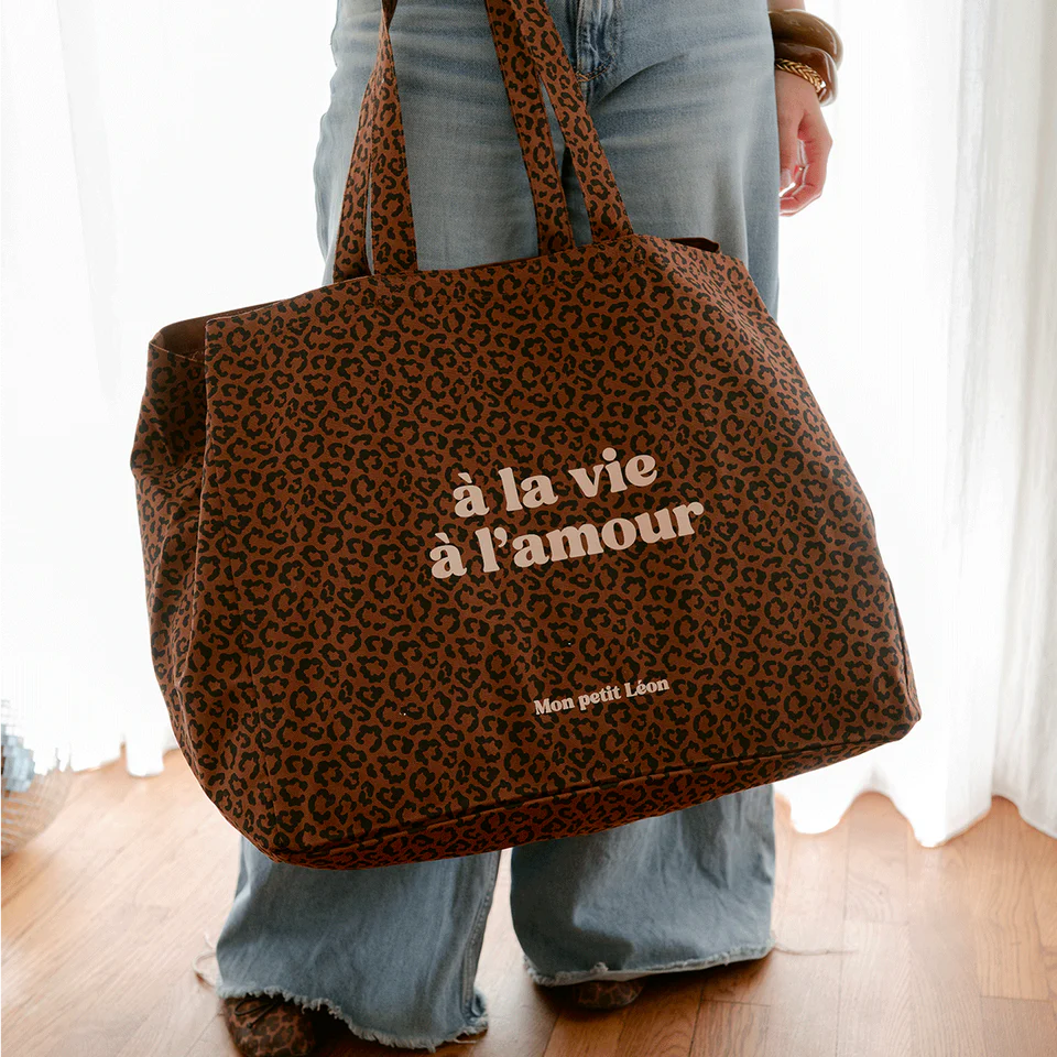 CABAS XXL Léopard foncé A la vie à l'Amour