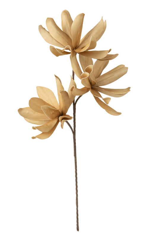 EVA - Fleur branche feuilles courtes 3 têtes jaune maïs