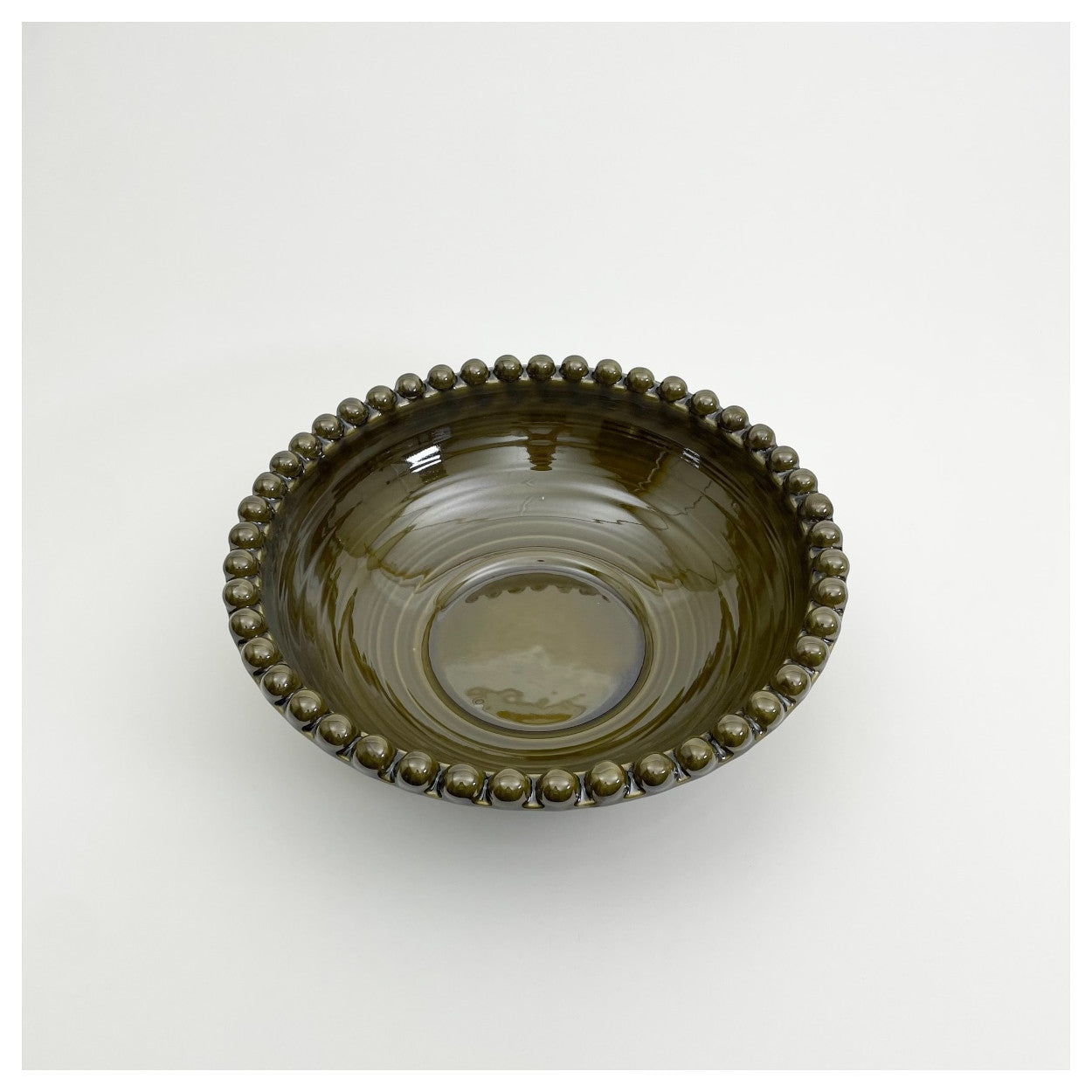 PERLE - Coupe perlée vert Olive PM - D 34 cm