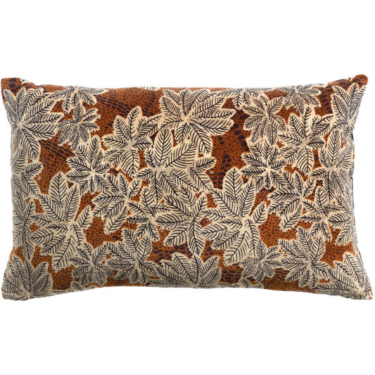 ARIANE - Coussin imprimé feuilles rouille 30 x 50