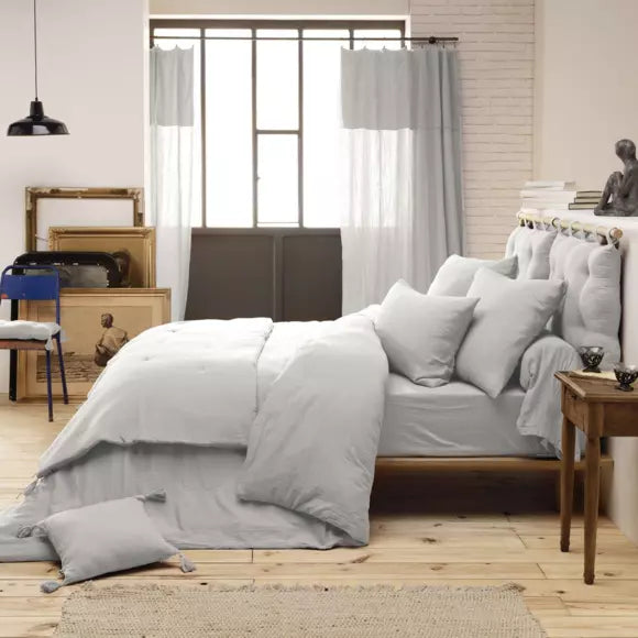 GAIA - Linge de lit gaze de coton gris Nuage
