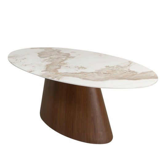 ELLIPSE - Table à manger en céramique style marbre