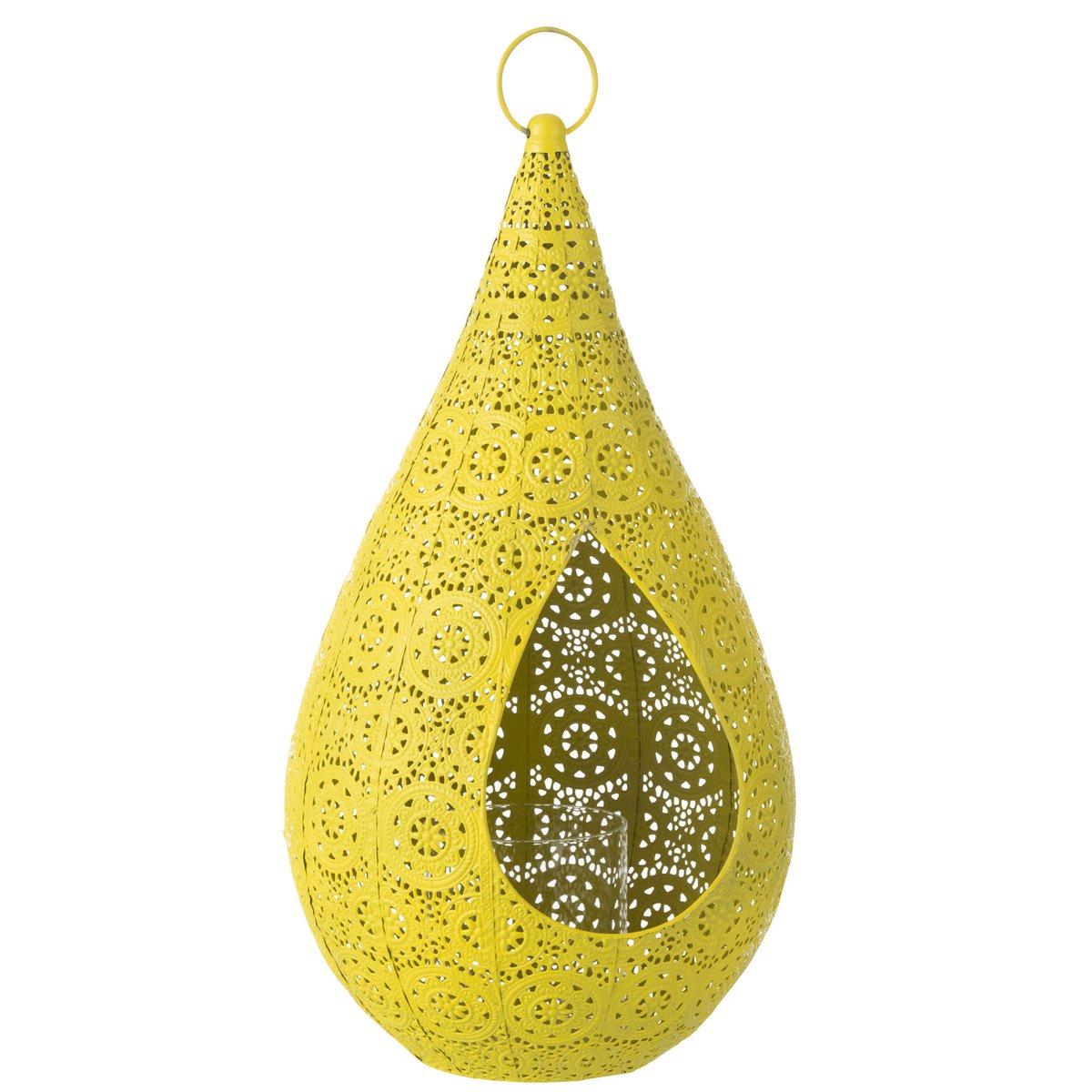 J-Line Photophore Goutte Métal/Verre Jaune Grand