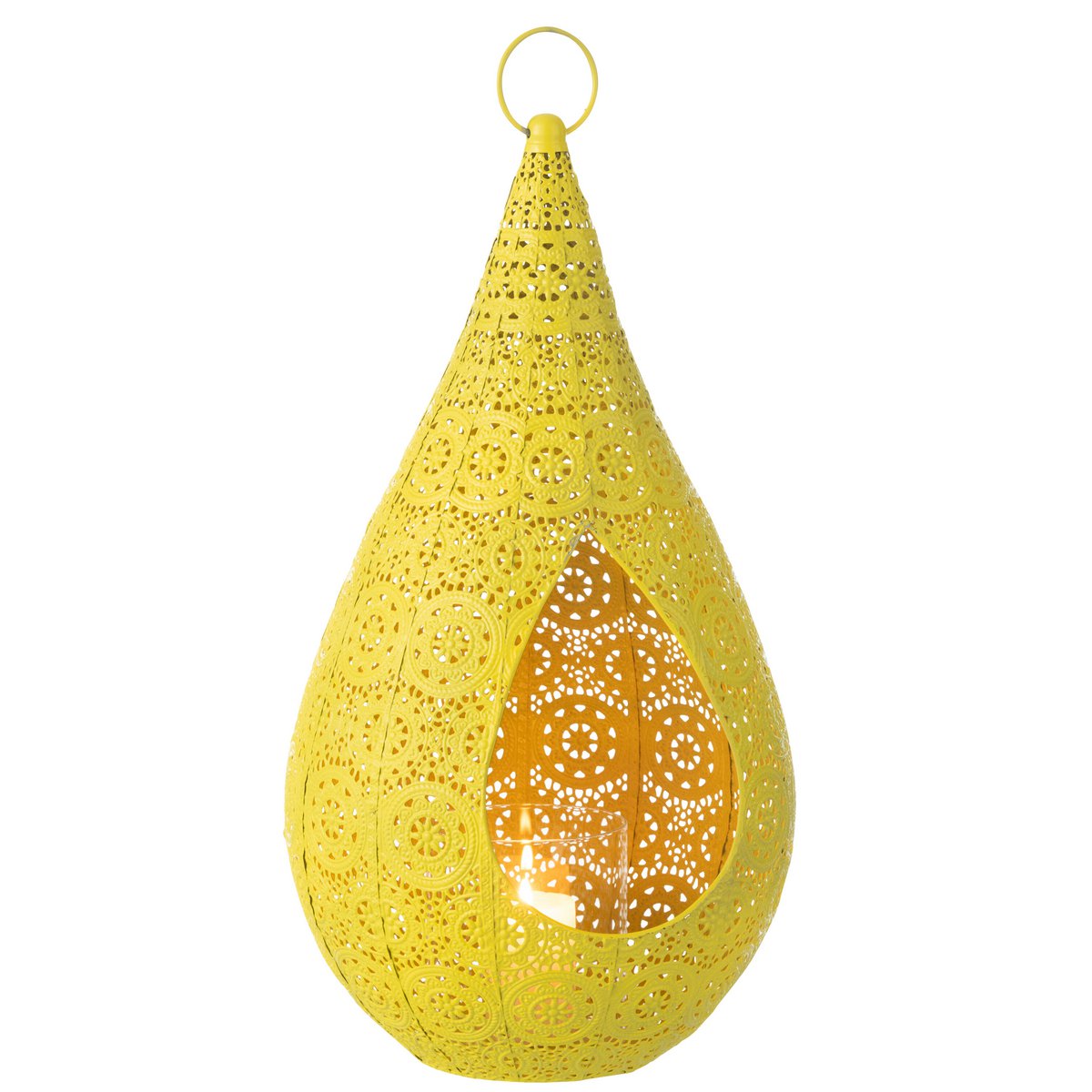 J-Line Photophore Goutte Métal/Verre Jaune Grand