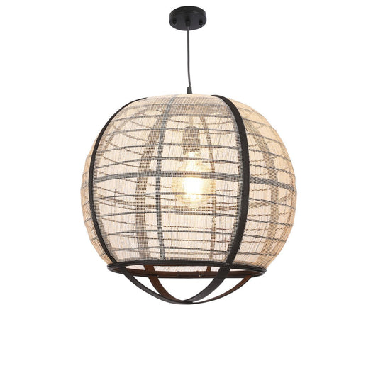 PELLA- Lampe à Suspension  H44 x Ø45 cm - Lin - Blanc Cassé