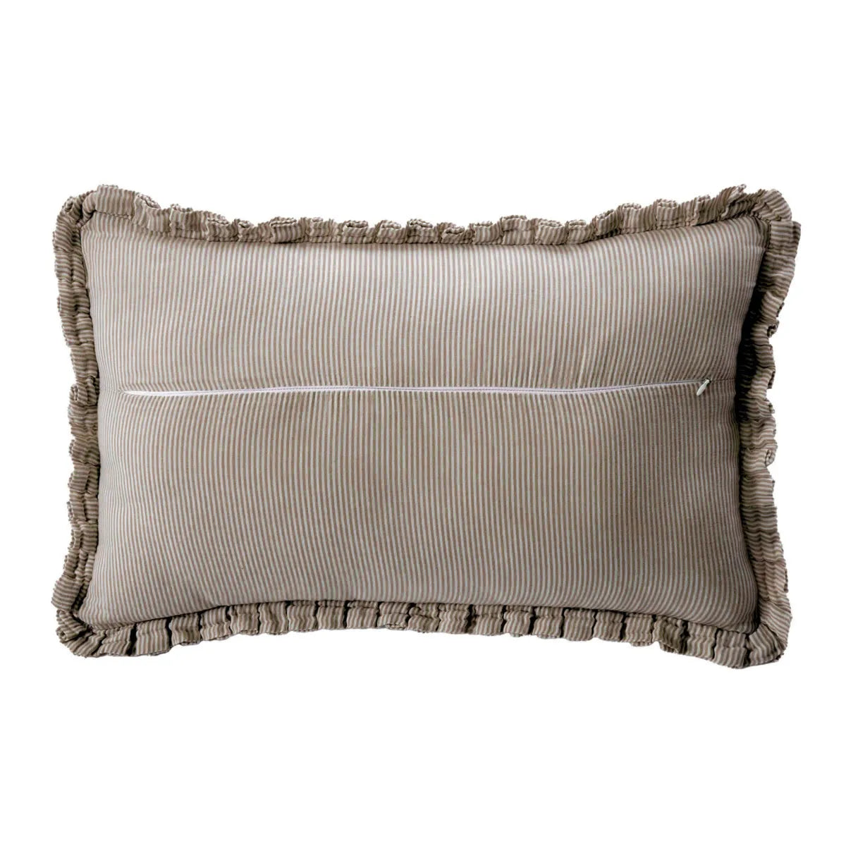 ROMIE Coussin déhoussable avec froufrous BRUN 40x60 cm