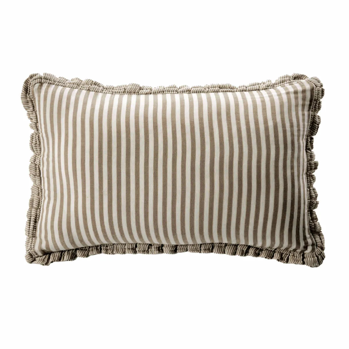 ROMIE Coussin déhoussable avec froufrous BRUN 40x60 cm