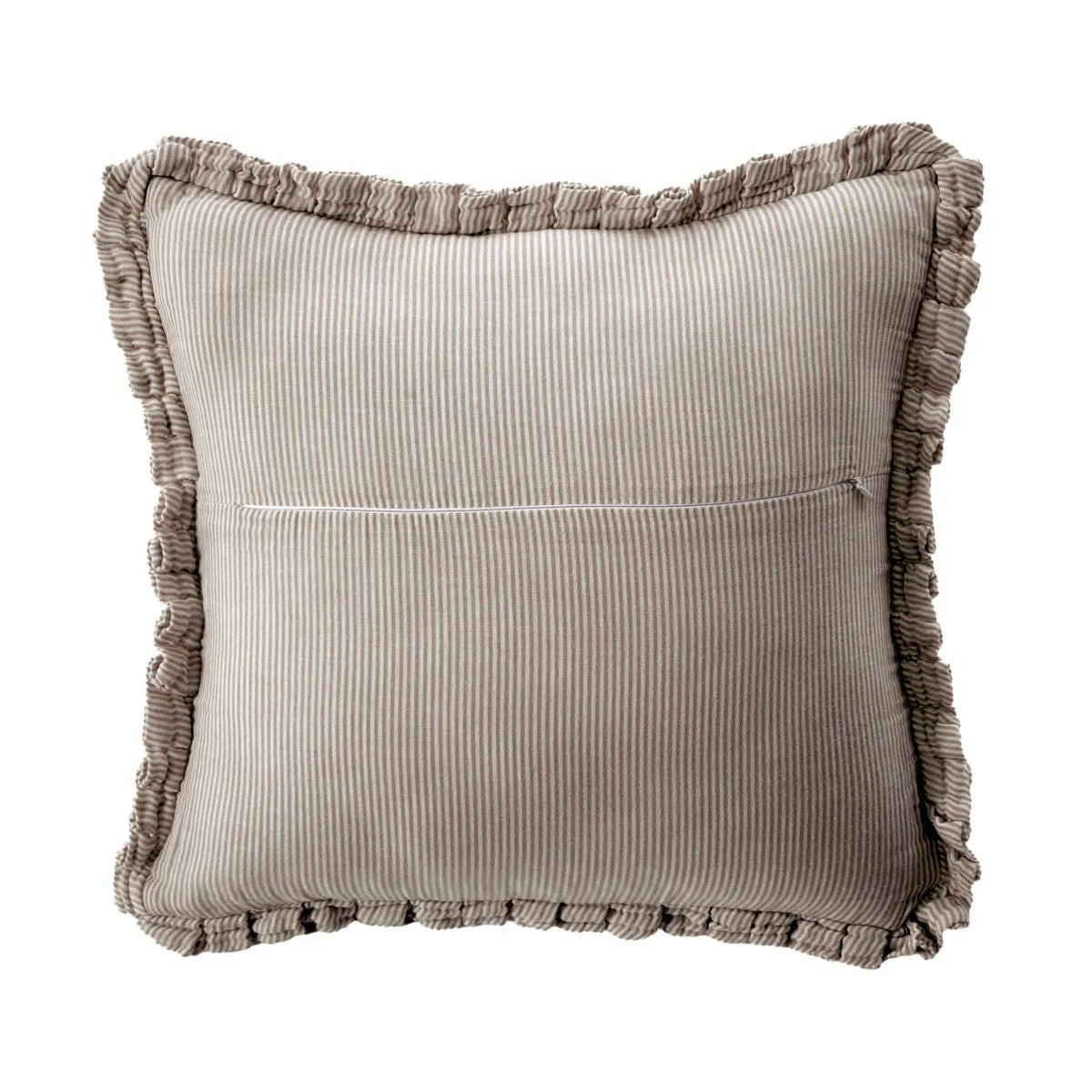 ROMIE Coussin déhoussable avec froufrous BRUN 45x45 cm
