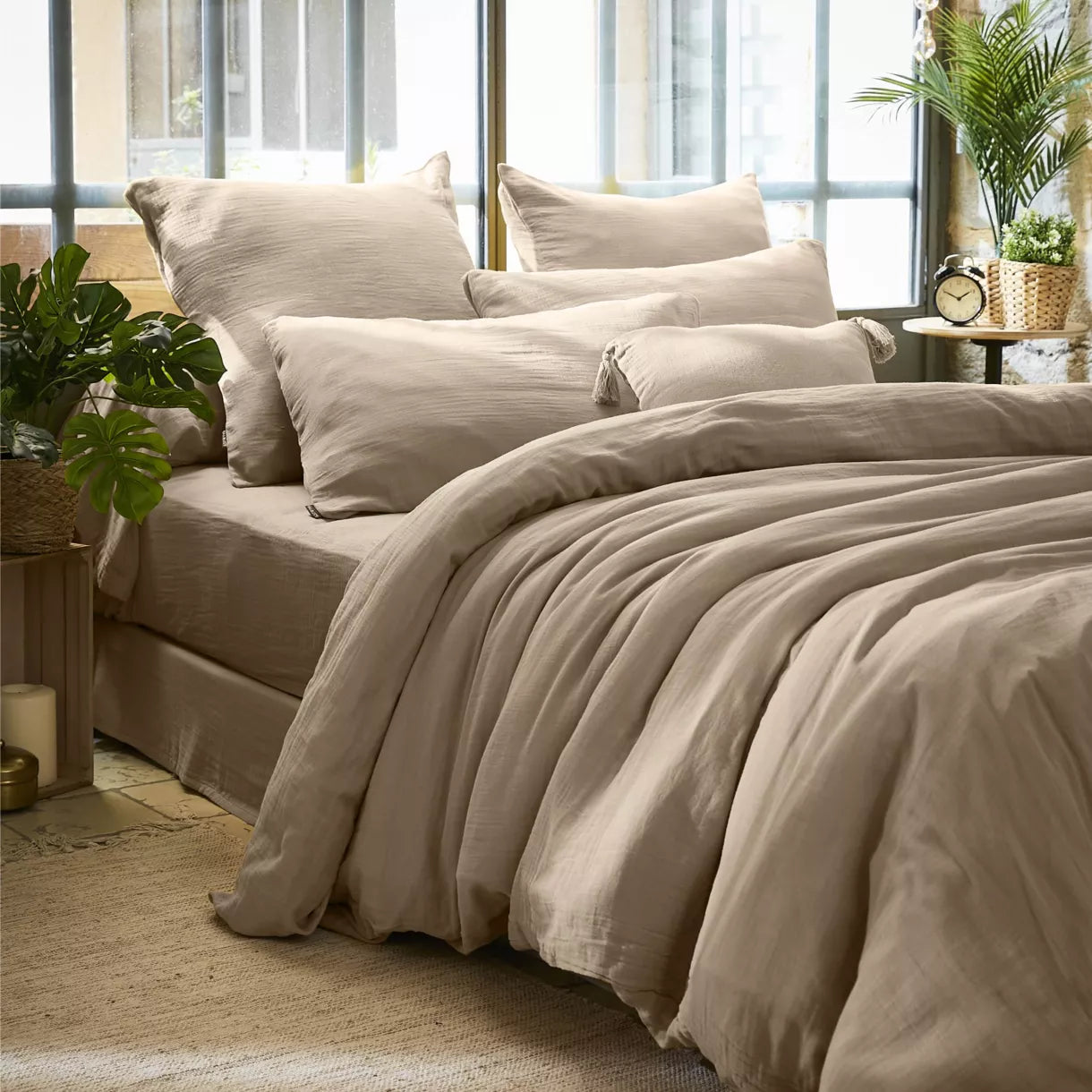 GAIA - Linge de lit gaze de coton Ficelle