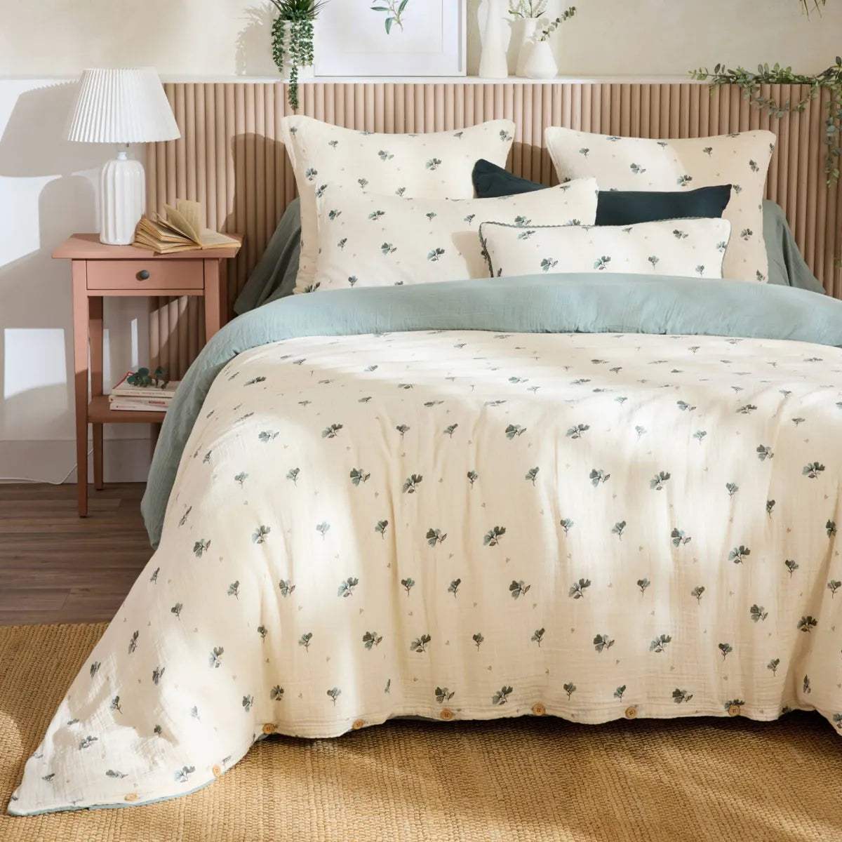MILA - Linge de lit gaze de coton Eucalyptus