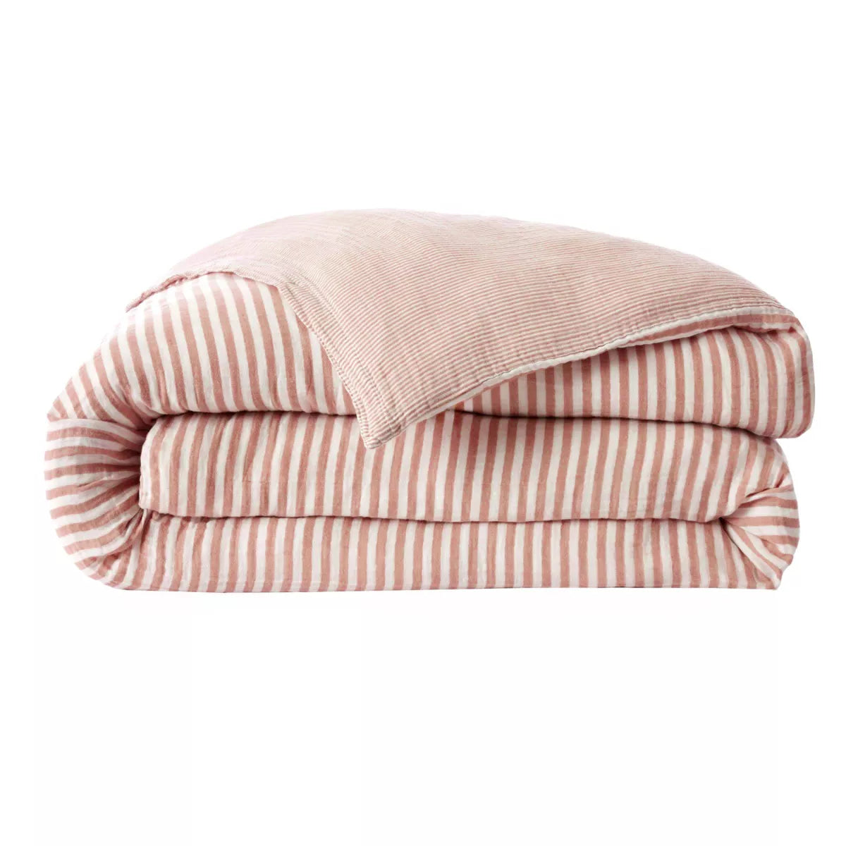 ROMIE linge de lit gaze de coton rayures Abricot