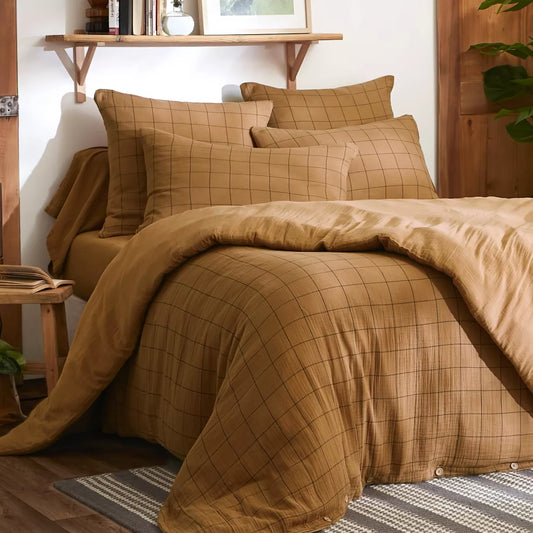 GAIA MATCH - Linge de lit gaze de coton Camel