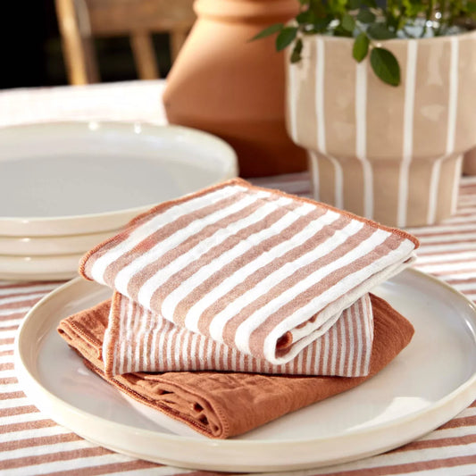 ROMIE Lot de 3 serviettes de table gaze de coton ABRICOT