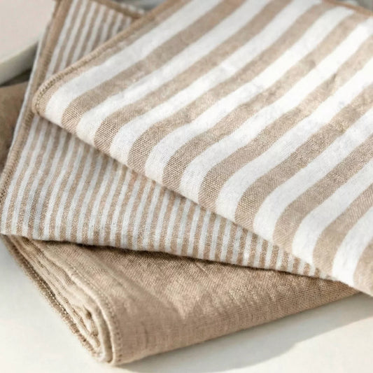 ROMIE Lot de 3 serviettes de table gaze de coton FICELLE