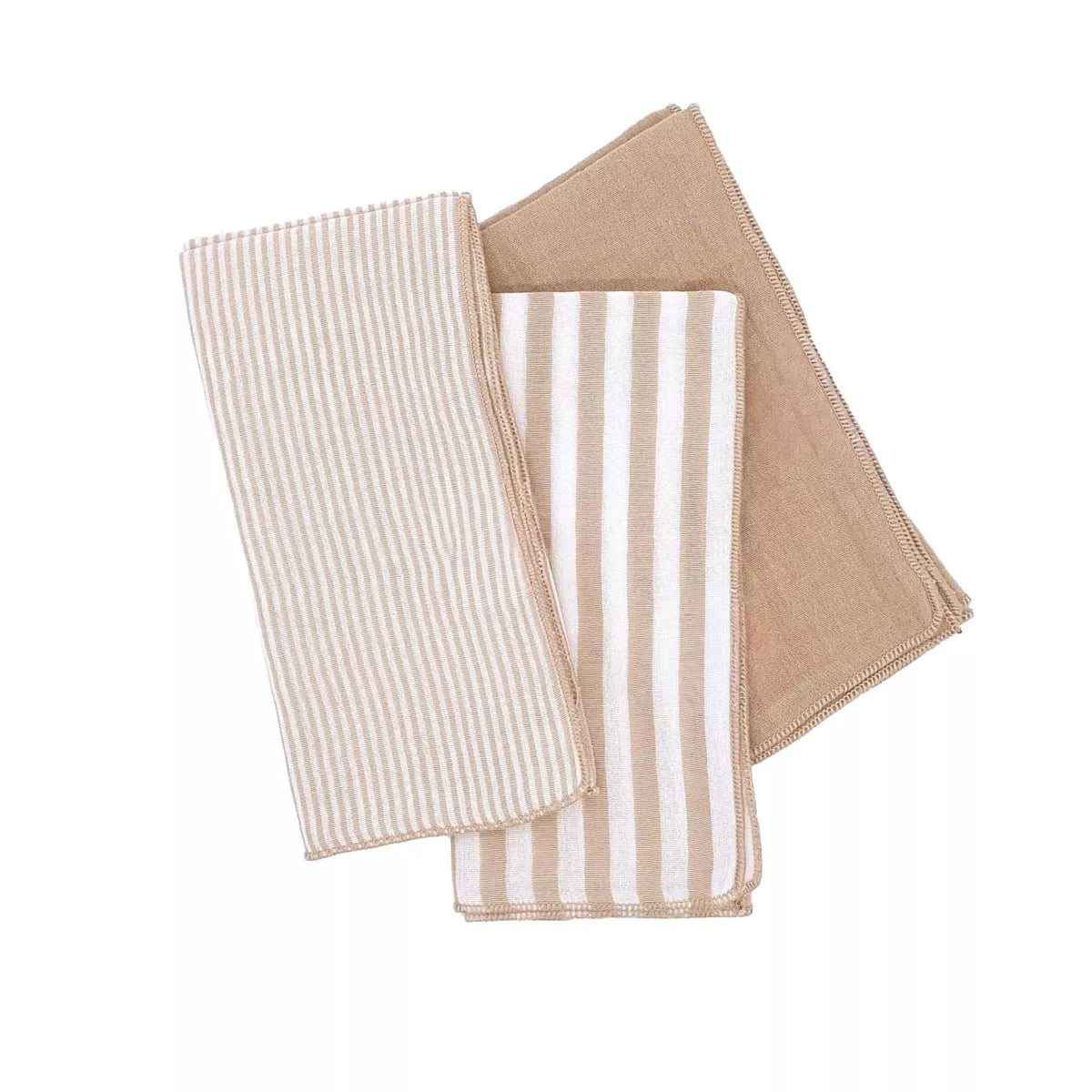ROMIE Lot de 3 serviettes de table gaze de coton FICELLE