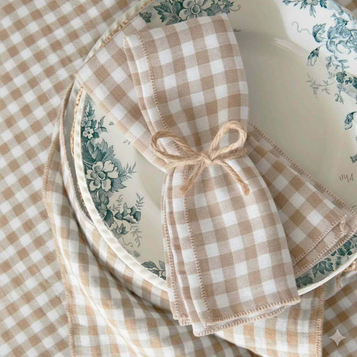 VICKIE Lot de 3 serviettes de table gaze de coton FICELLE