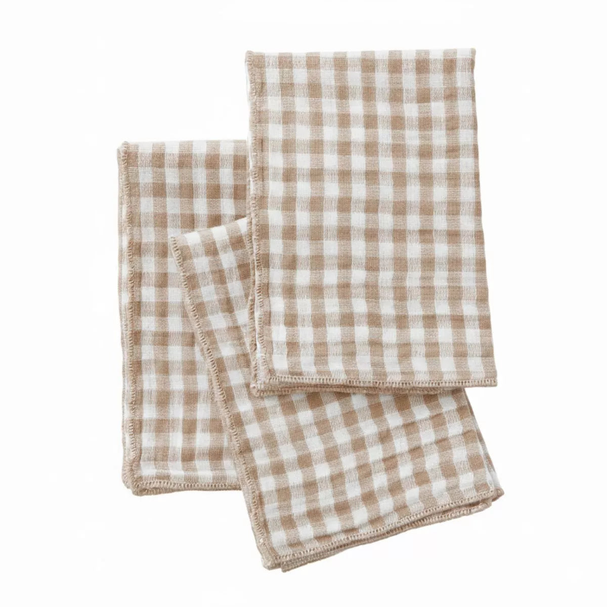 VICKIE Lot de 3 serviettes de table gaze de coton FICELLE