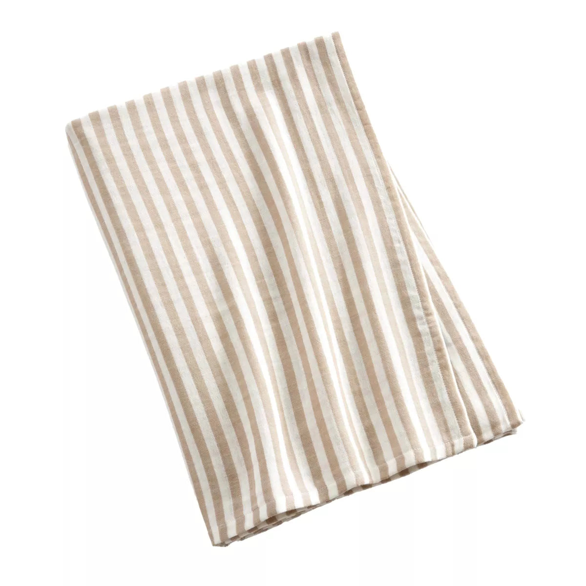 ROMIE Nappe gaze de coton rectangle rayures Ficelle/Blanc