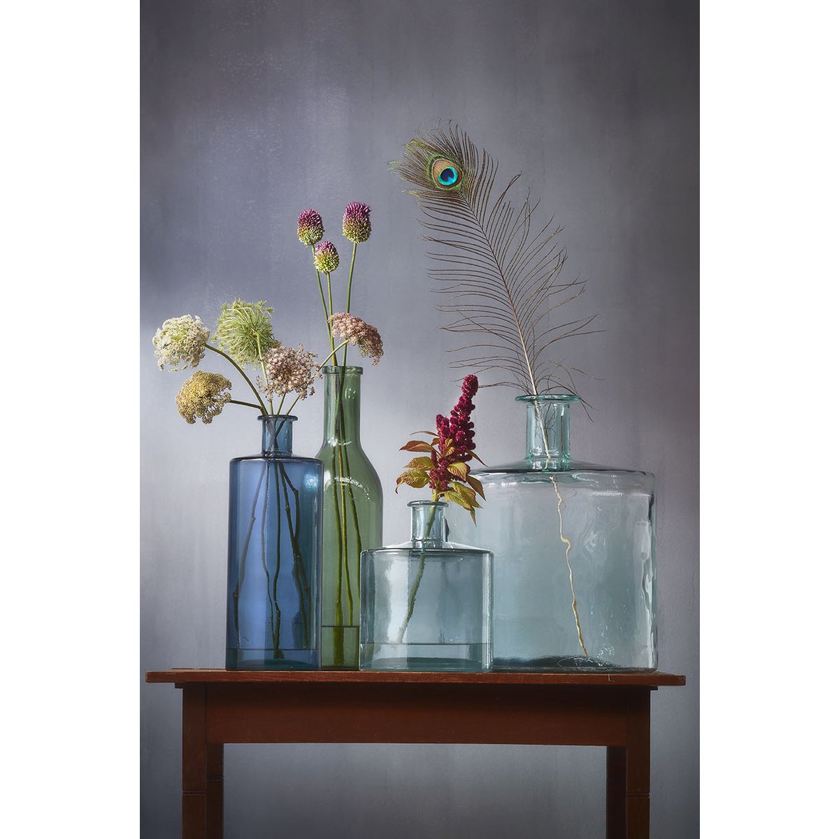 GUAN - Vase Bouteille  - H26 x Ø21 cm - Verre recyclé - Transparent