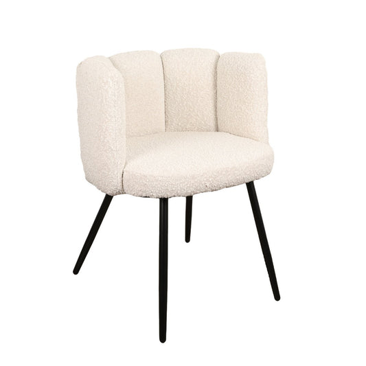 HIGH FIVE - Chaise Blanc perle bouclette  (Lot de 2)