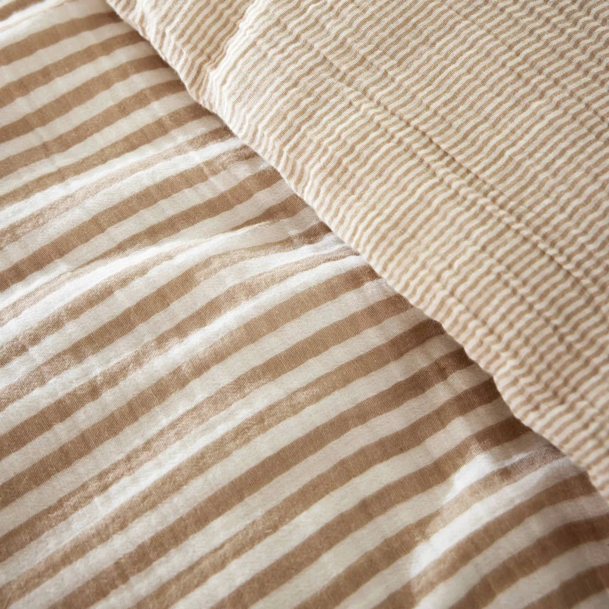 ROMIE linge de lit gaze de coton rayures Ficelle